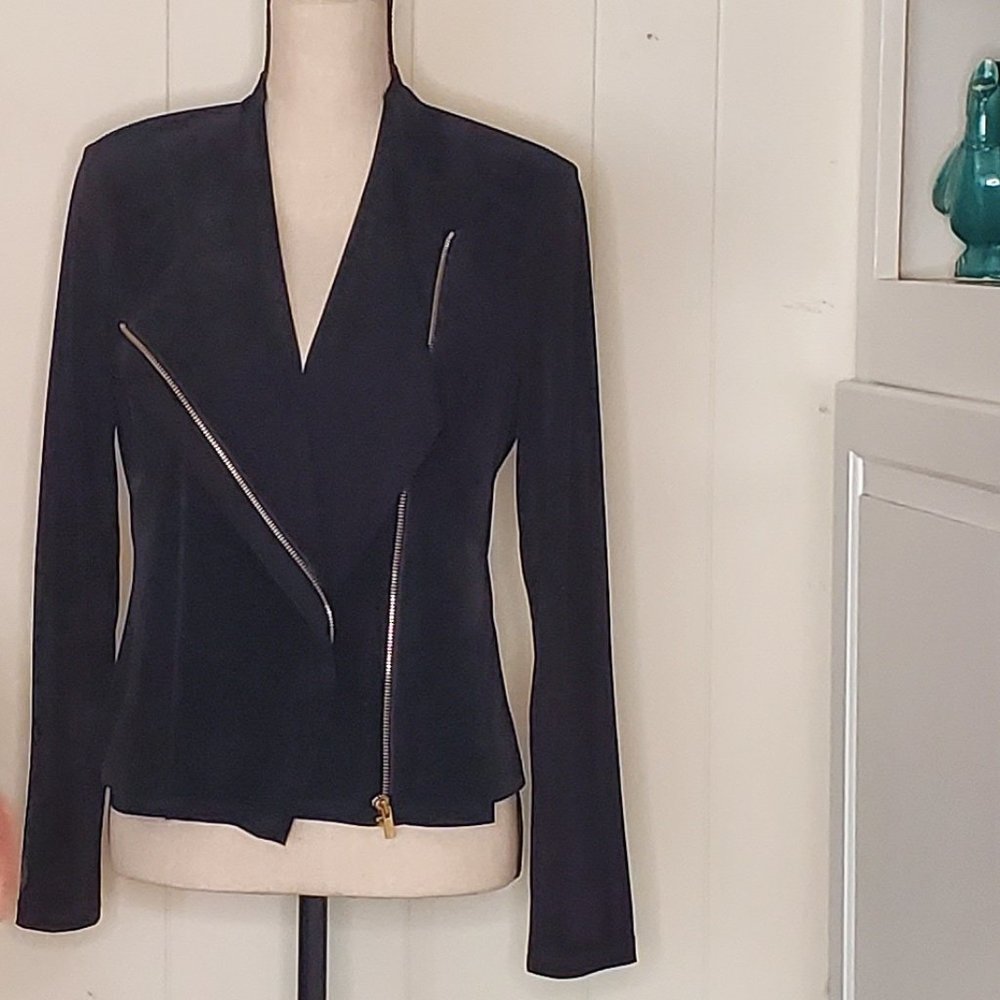 Calvin Klein Black Faux Suede Moto Jacket